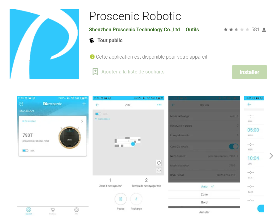 application mobile proscenic